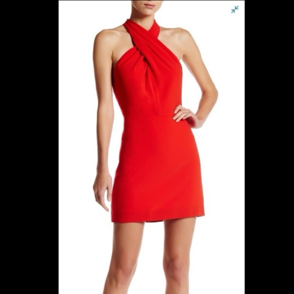 HALSTON Red Crepe Dress